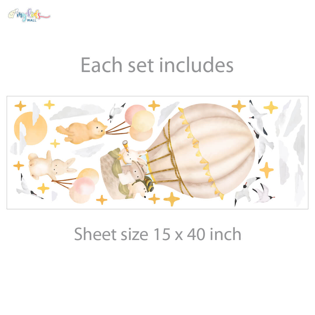 Explorer's Hot Air Balloon Wall Stickers set