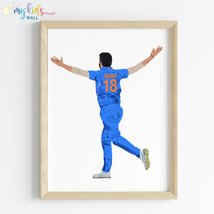 'Cricket Bowler Celebrating' Personalized Wall Art (Framed) New