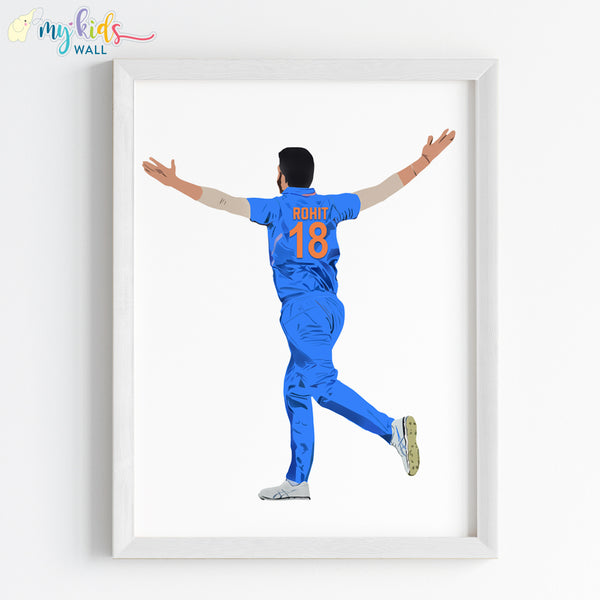 Load image into Gallery viewer, &#39;Cricket Bowler Celebrating&#39; Personalized Wall Art (Framed) New
