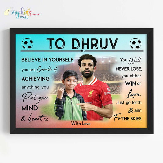 Motivational portrait with Mohamed Salah black frame