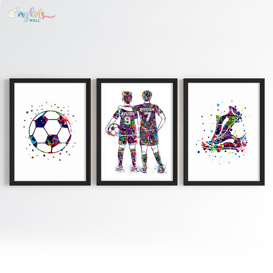 Inspirational football player brothers wall art set of 3 black frame