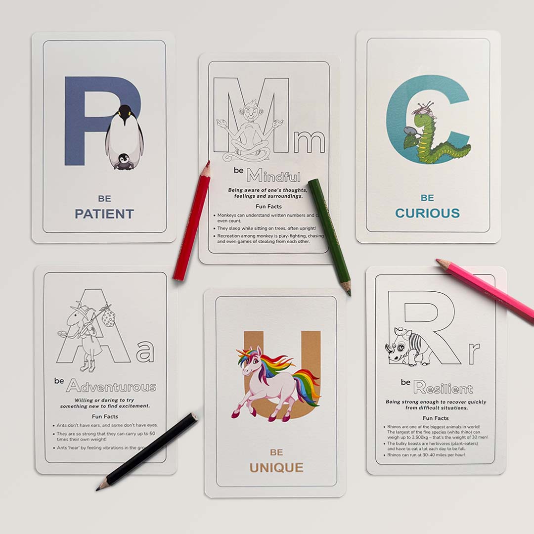 Interactive Positivity Personalized Flash Cards (Coloring & Wall Display Set)