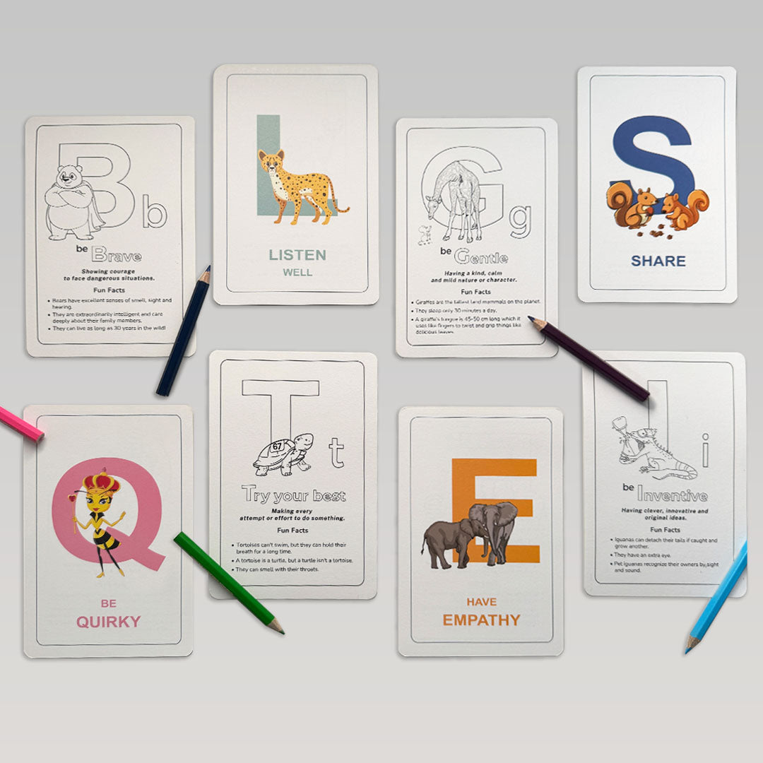 Interactive Positivity Personalized Flash Cards (Coloring & Wall Display Set)