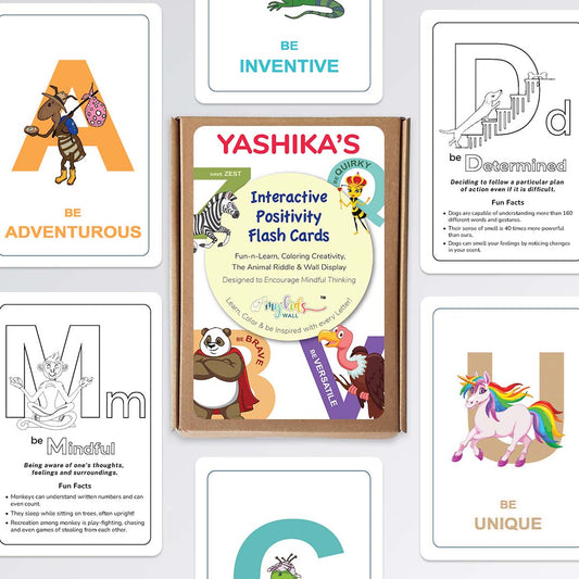 Interactive Positivity Personalized Flash Cards (Coloring & Wall Display Set)