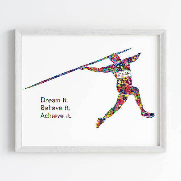 Load image into Gallery viewer, &#39;Javelin Thrower&#39; Male Personalised Wall Art (Framed)
