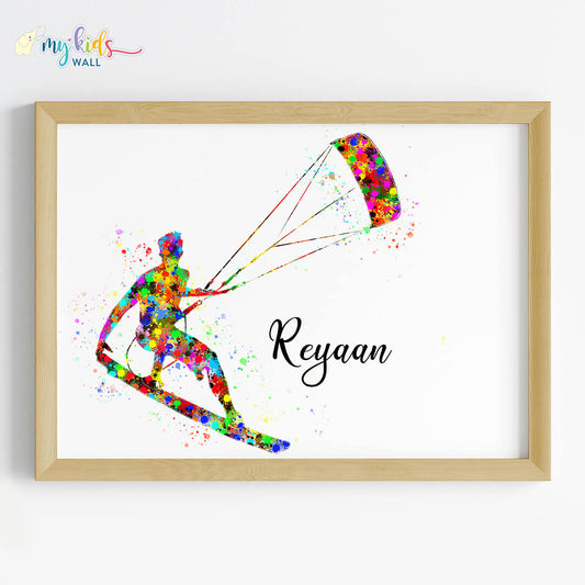 Inspirational kite foil racing wall art wooden frame