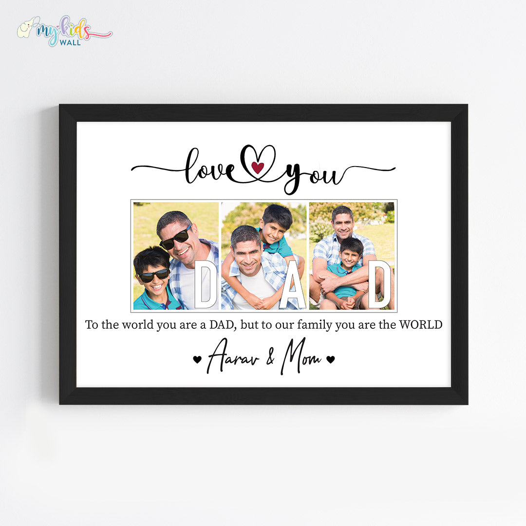 love you Dad personalised wall art black frame