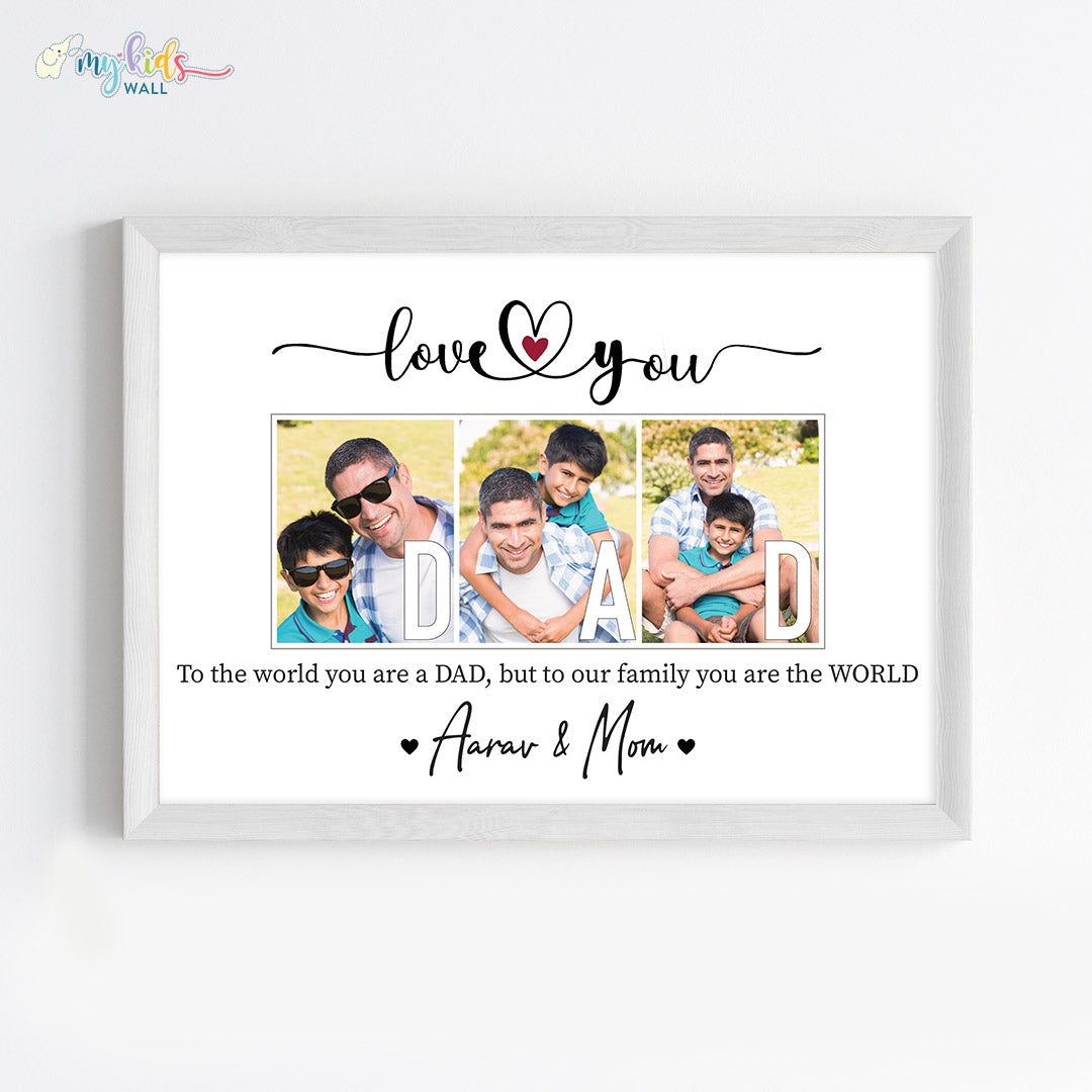 love you Dad personalised wall art white frame