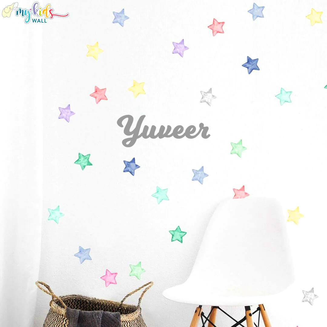 Personalised Name Vinyl Wall Sticker With Stars - Removable Nursery/Kids Room Decor