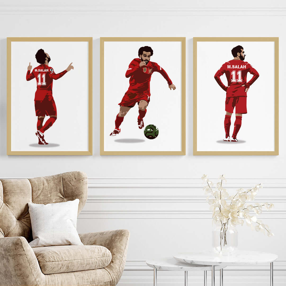 Mohamed Salah Personalized Wall Art Framed Set Of 3 My Kids Wall mohamed-salah-personalized-wall-art-framed-set-of-3-my-kids-wall