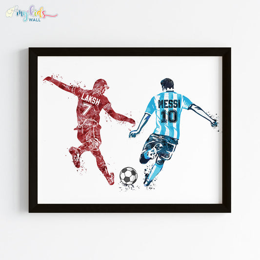 Inspirational Soccer players with Messi wall art black frame
