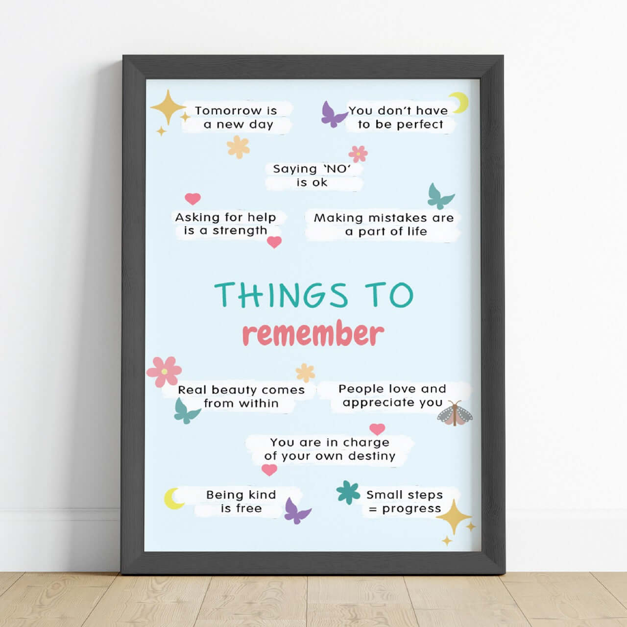Self motivational quote black frame