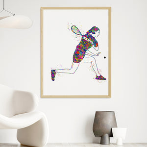 'Squash Player' Girl Personalized Wall Art (Big Frame)