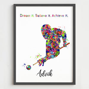 'Pool Player' Behind-The-Back Shot Personalized Wall Art (Framed)
