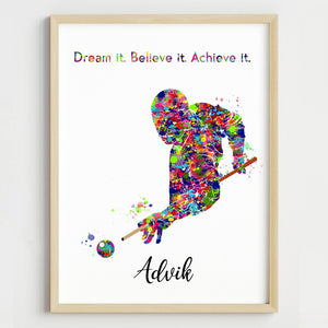 'Pool Player' Behind-The-Back Shot Personalized Wall Art (Framed)