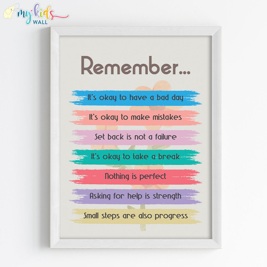 Thought of the day motivational wall art white frame