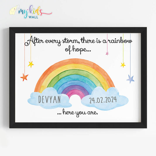 Nursery baby birth date wall art black frame