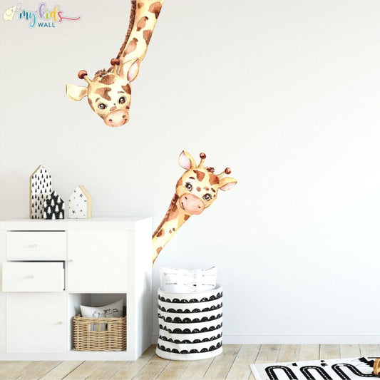 We see you! Cute Giraffes Watercolor Wall Stickers