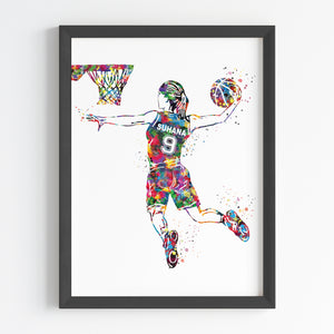 'Basketball Player' Girl Dunk Personalised Wall Art (Framed)