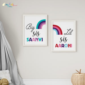 'Big Sis Lil Sis' Personalised Wall Art (Framed Set of 2)