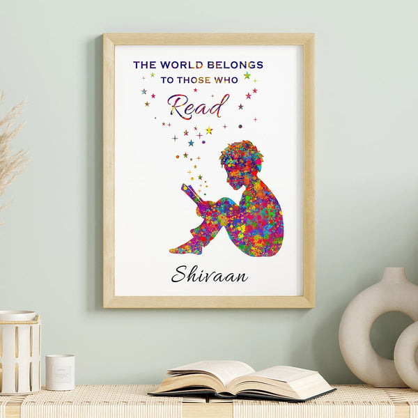 Load image into Gallery viewer, &#39;Reading Hobby&#39; Boy Personalised Wall Art (Framed)
