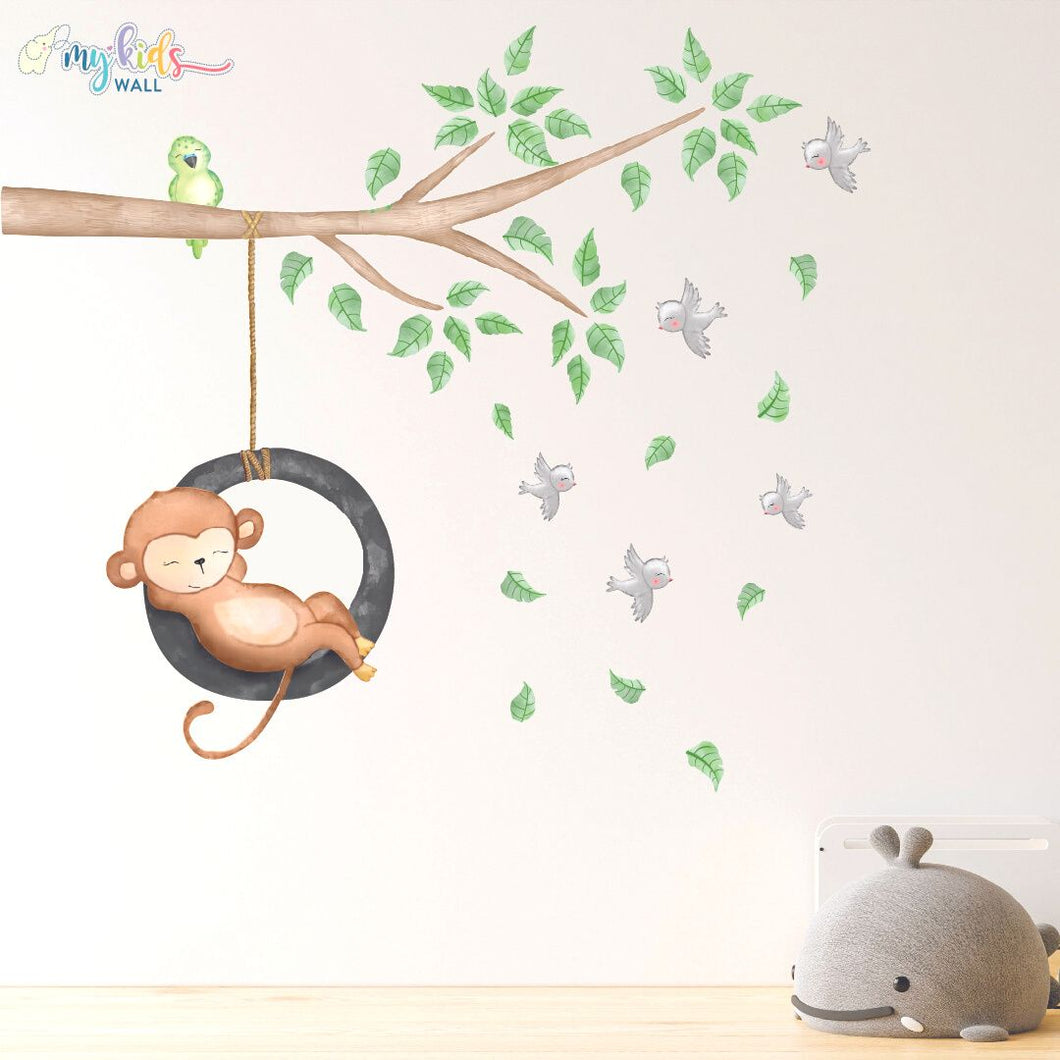'Lazy Monkey' Watercolor Wall Sticker