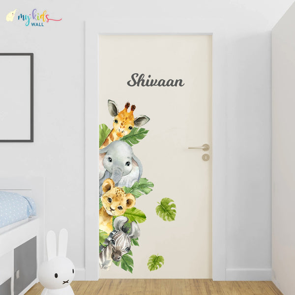 Load image into Gallery viewer, &#39;Cute Baby Safari Animals&#39; Personalised Wall Stickers
