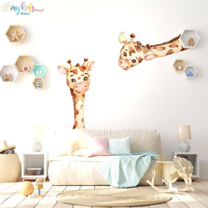 'We see you!' Cute Giraffes Watercolor Wall Stickers