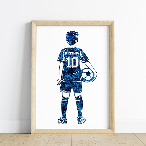 Load image into Gallery viewer, &#39;Football Player&#39; Kid Personalised Wall Art (Framed)
