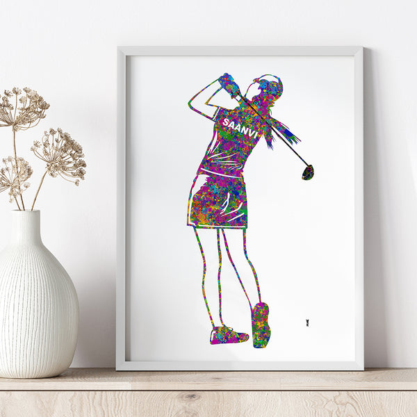 Load image into Gallery viewer, &#39;Golfer Girl&#39; Personalised Wall Art (Framed)

