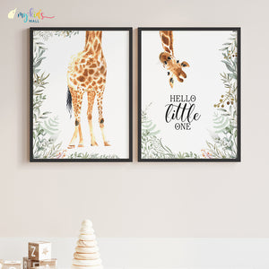 'Hello Little One' Personalised Wall Art (Framed Set of 2)