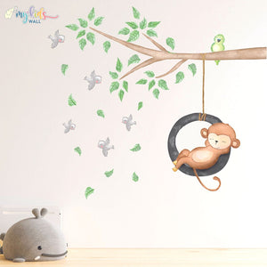 'Lazy Monkey' Watercolor Wall Sticker