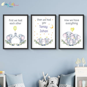 'Now We Have Everything' Personalised Siblings Wall Art (Framed Set of 3)