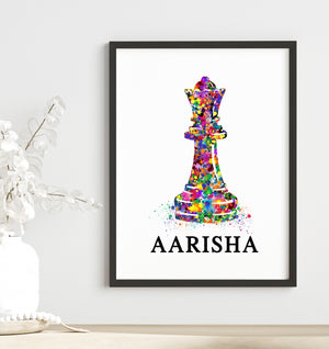 'Chess Queen' Personalised Wall Art (Framed)