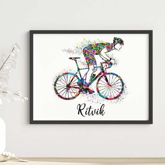 Racing Cyclist Personalized Wall Art (Framed)