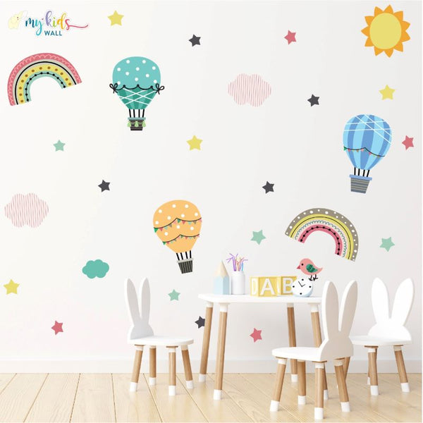 Load image into Gallery viewer, &#39;Rainbows &amp; Hot Air Balloons&#39; Wall Stickers
