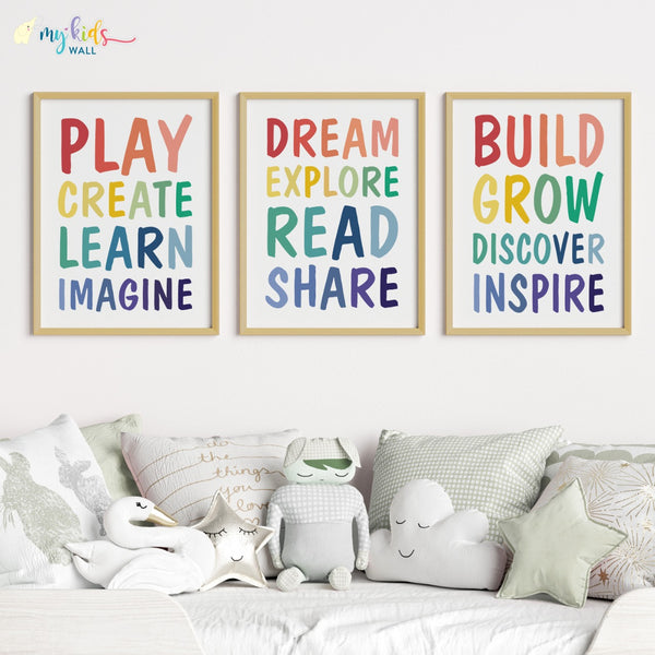 Load image into Gallery viewer, Kid&#39;s Playroom Wall Art (Framed Set of 3)

