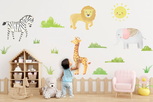 Jungle Safari Animals Wall Stickers for Nursery And Pre-Schools