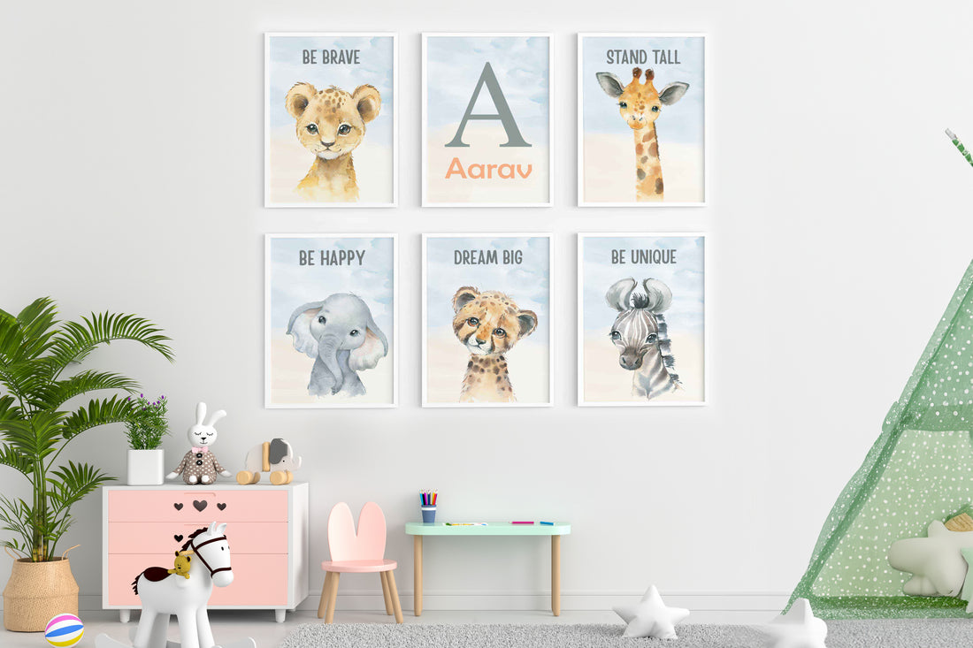Watercolor baby animals Kid's room wall decor