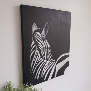 'Striped Beauty' Zebra Canvas Stretched Wall Painting