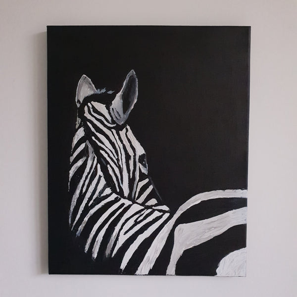 Load image into Gallery viewer, &#39;Striped Beauty&#39; Zebra Canvas Stretched Wall Painting
