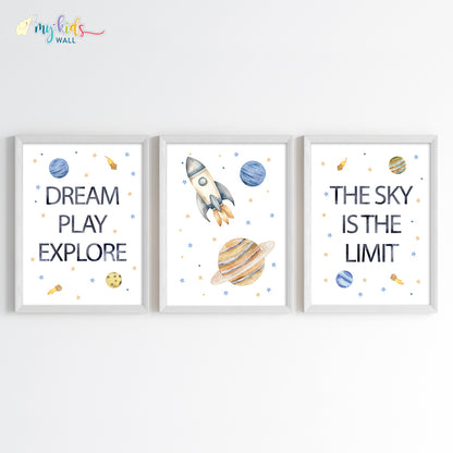 Outer Space Kid's Motivational Wall Art (Framed) New