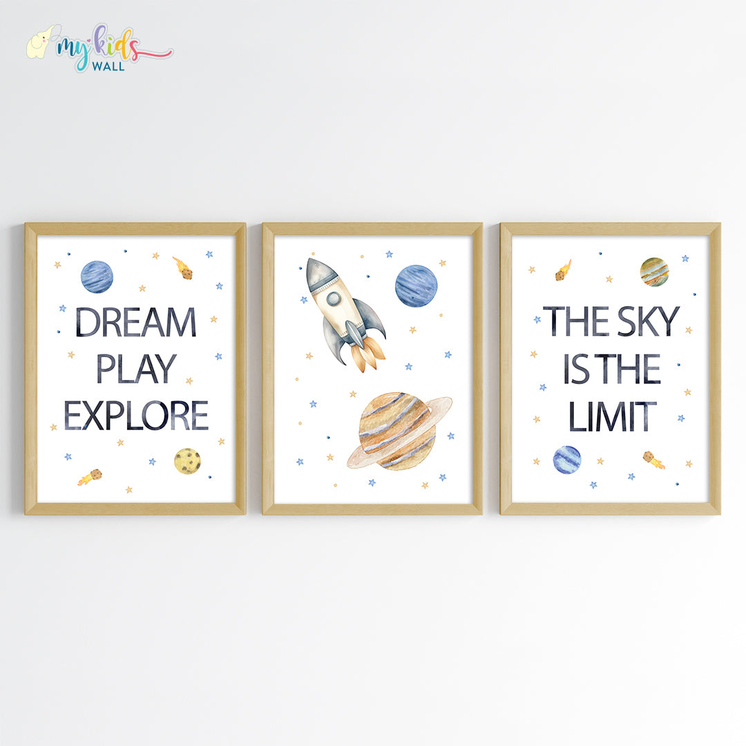 Outer Space Kid's Motivational Wall Art (Framed) New