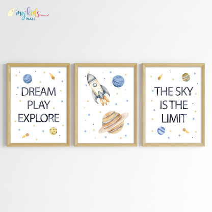 Outer Space Kid's Motivational Wall Art (Framed) New