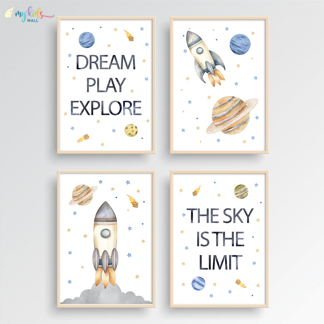 Outer Space Kid's Motivational Wall Art (Framed) New