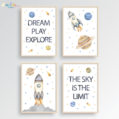 Outer Space Kid's Motivational Wall Art (Framed) New