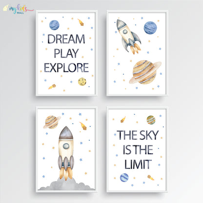 Outer Space Kid's Motivational Wall Art (Framed) New