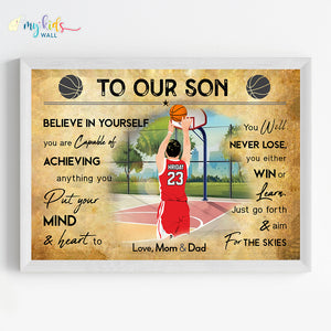 'Basketball Player' Personalized Motivational Wall Art (Framed)