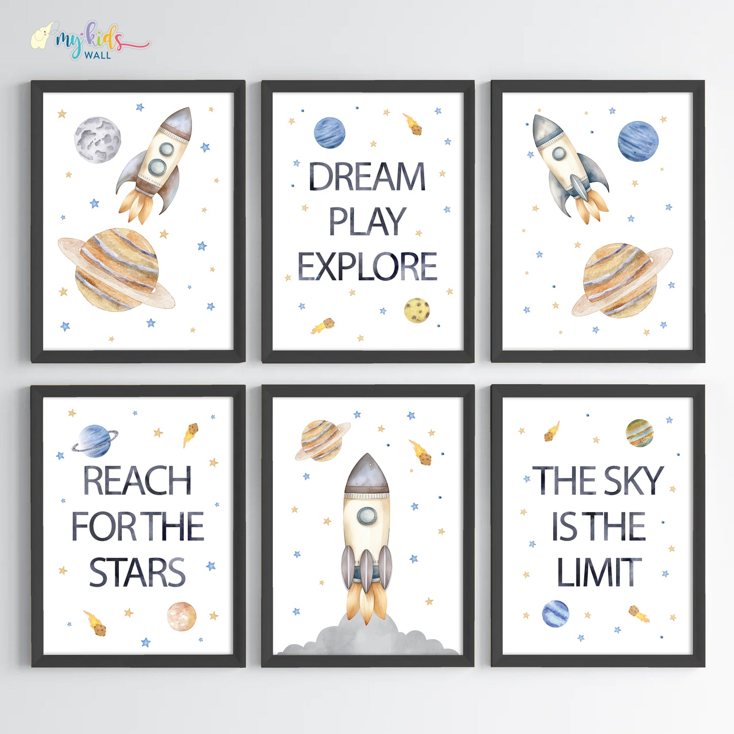 Outer Space Kid's Motivational Wall Art (Framed) New