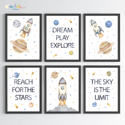 Outer Space Kid's Motivational Wall Art (Framed) New